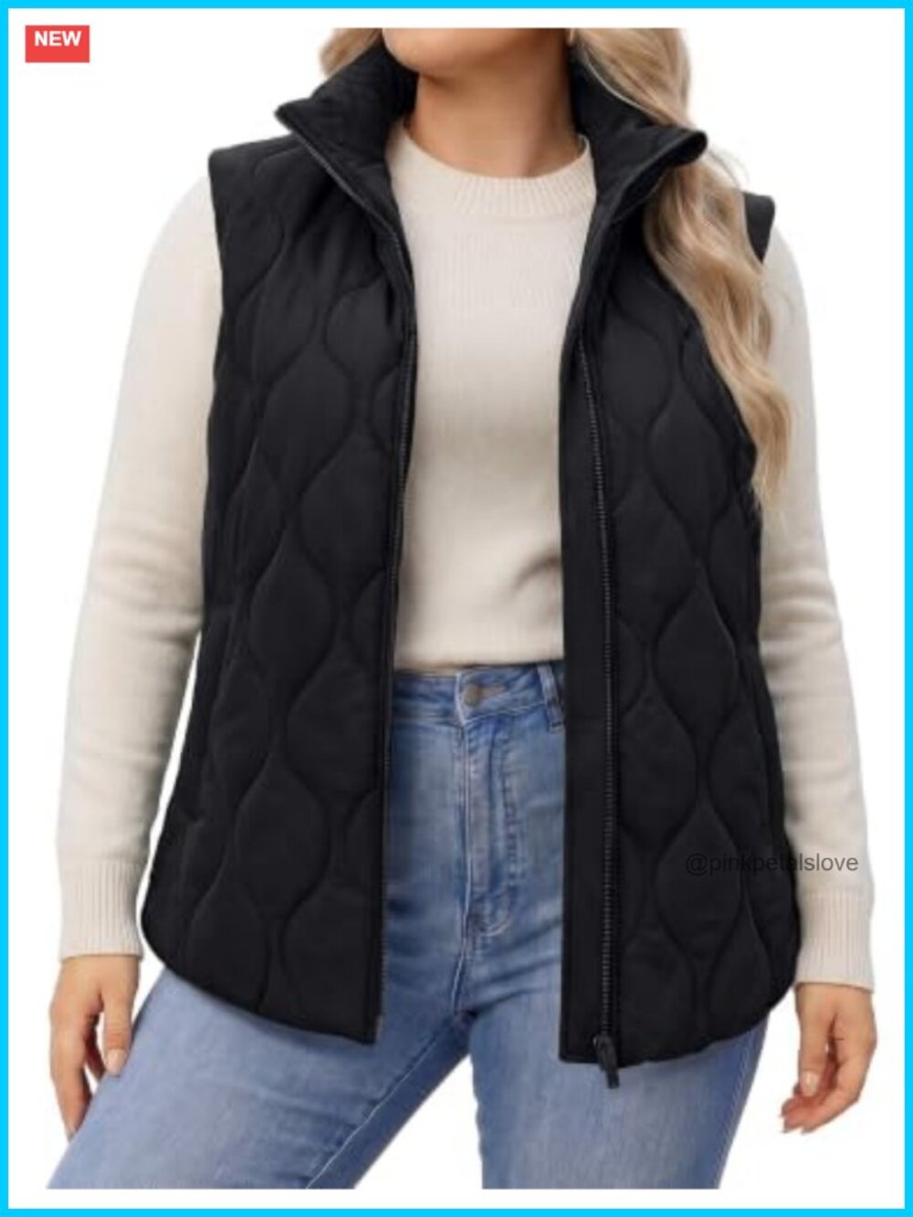 Plus Size Quilted Puffer Vest Zip Up Sleeveless Outerwear with Pockets